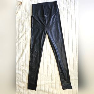 Dark Gunmetal Faux Leather High-Rise Leggings, Women's size Small